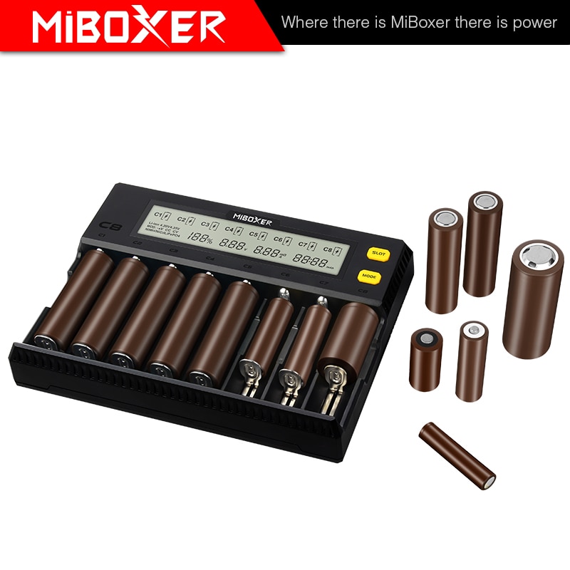 Miboxer c8 Intelligent Charger 8 Slots Total 4A Output Smart Charger for IMR18650 16340 10440 AA AAA 14500 26650 and USB Device