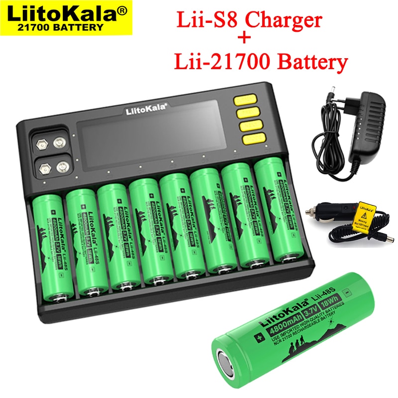 Liitokala Lii-S8 Batterij Lader Voor 3.7V 18650 Li-Ion 1.2V Aa Nimh 3.2V Li-FePO4 + Lii-48S 21700 4800mah Oplaadbare Batterijen