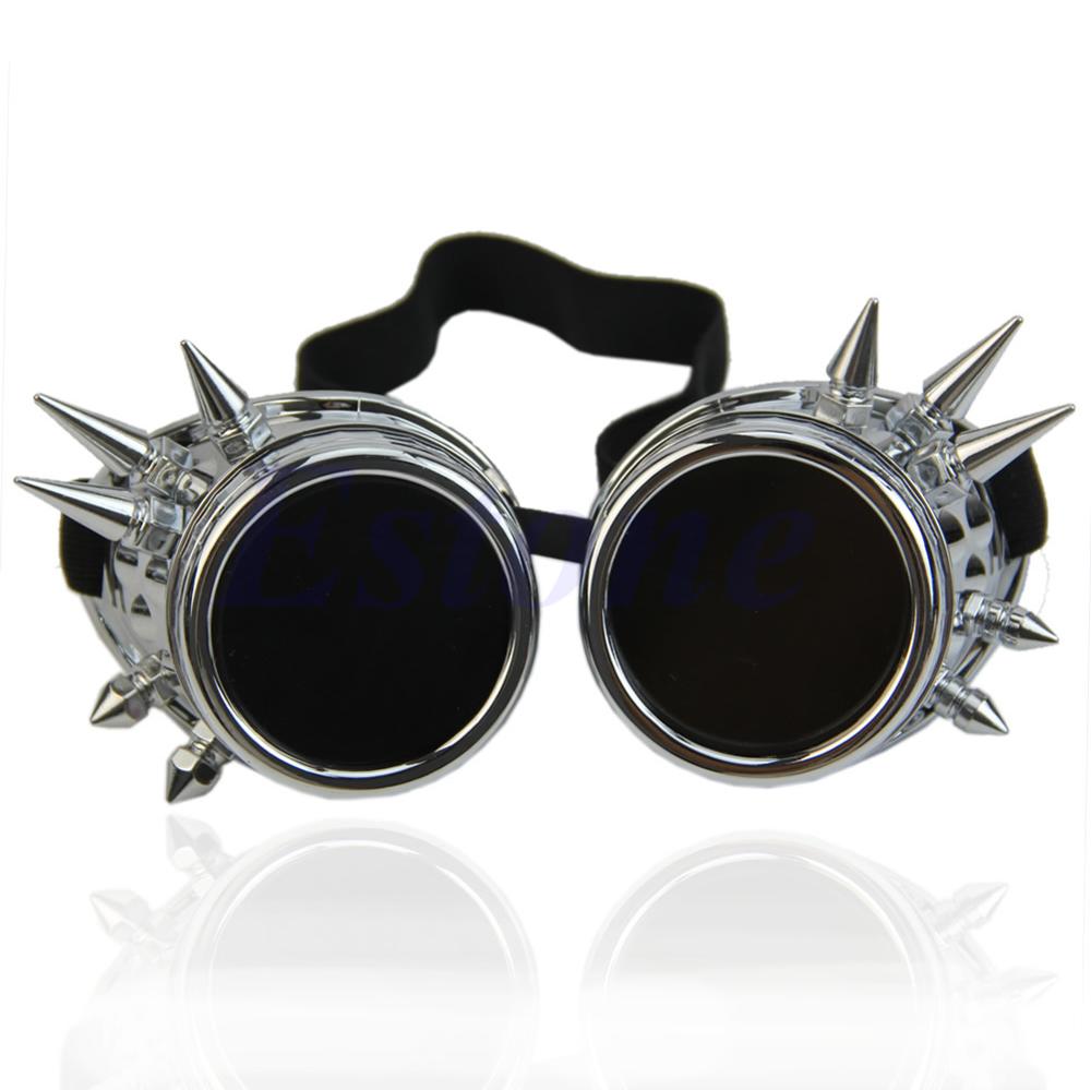Cosplay vintage victorian nitte steampunk beskyttelsesbriller briller svejsning cyber gotisk: Sølv