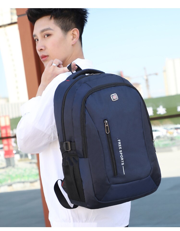 Chuwanglinmen rejsetasker rygsæk vandtæt nylon student skoletaske afslappet mænd rejser mand teenager rygsæk  p71801: Blå