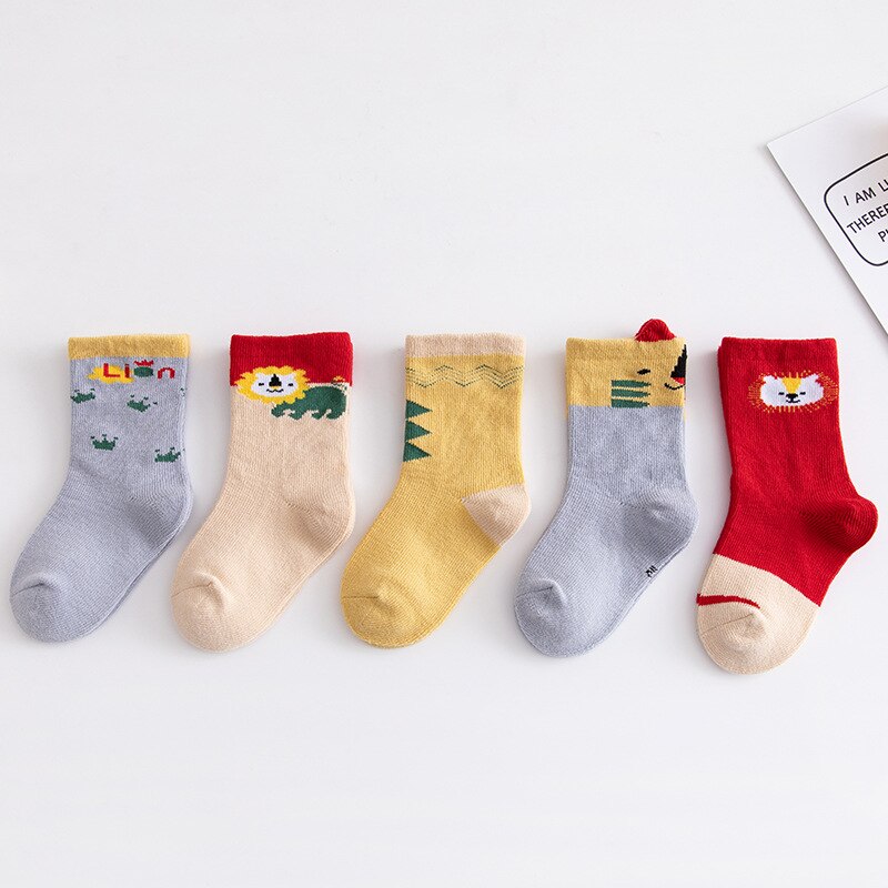 5 Pairs/lot Cute Cartoon Baby Boy Socks Winter Thicken Cotton Toddler Girl Socks Soft Animal Print Children Socks Infant Socks: 4 / 3-5years
