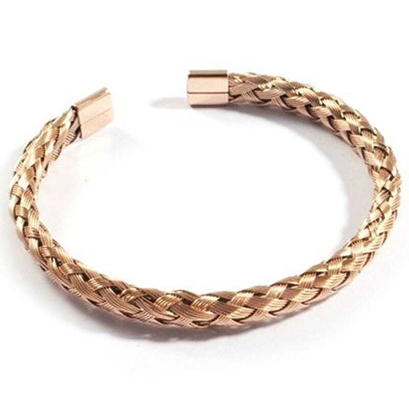 Enkle par armbånd mænd kvinder trendy flettet rustfrit stell åbent armbånd armbånd til mænd kvinder festival smykker: 3