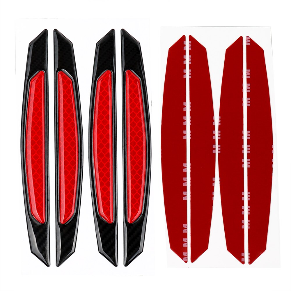 4 Pieces/pack Anti-collision Car Door Bumper Sticker Auto Side Anti-scratch Strip Warning Safety Mark Car Reflective Strip: Red