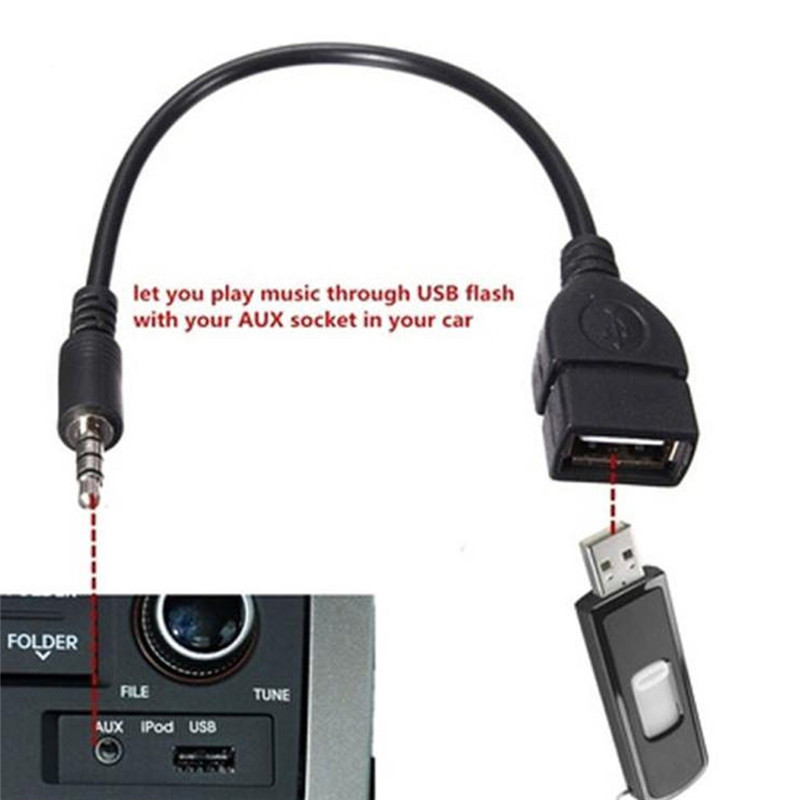 3.5mm Male Audio AUX Jack naar USB 2.0 Type A Vrouwelijke OTG Converter Adapter Kabel