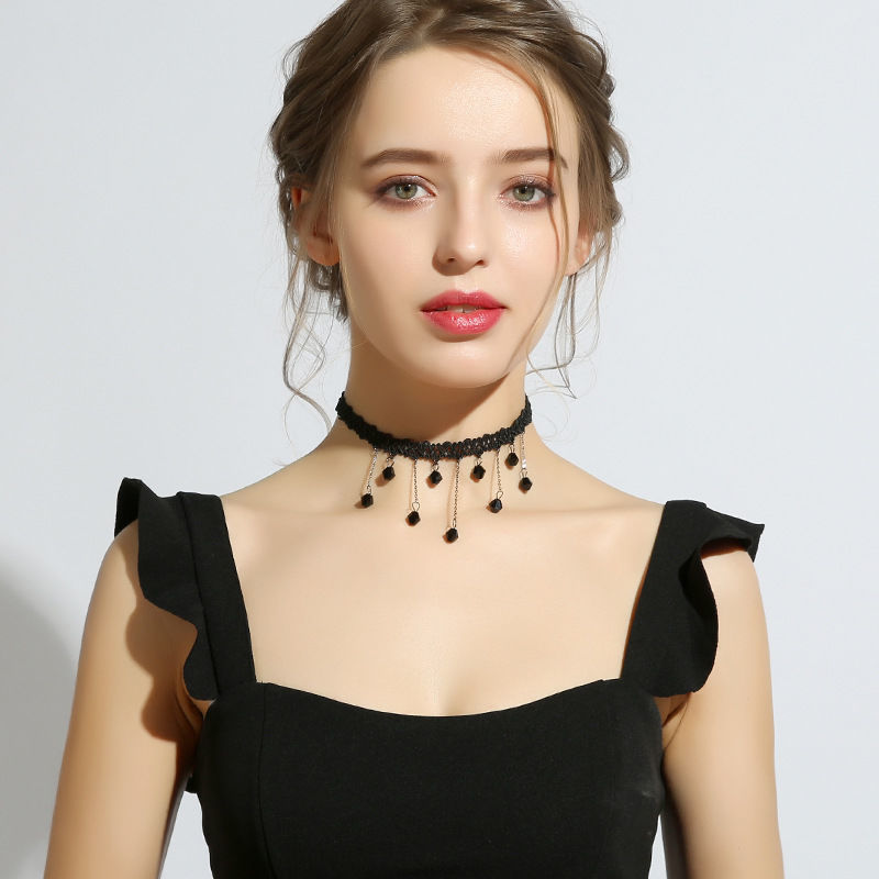Koreaanse Mode Fluwelen Choker Ketting Voor Vrouwen Vintage Sexy Kant Ketting Met Hangers Gothic Meisje Hals Sieraden Accessoires: Licht Geel Goud Kleur