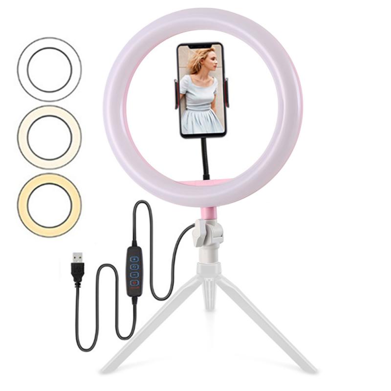 Photography LED Selfie Ring Light Dimmable Camera Phone Ring Lamp 10inch With Clip Fill Light For Makeup Video Live Studio