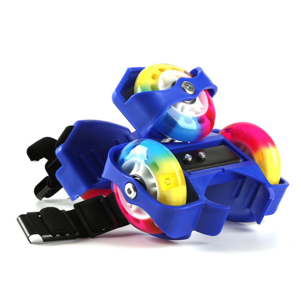 1 par de zapatos de dos ruedas para niños, zapatos de tacón de patín con luz ajustable para de Chico, conducción nocturna intermitente: Blue