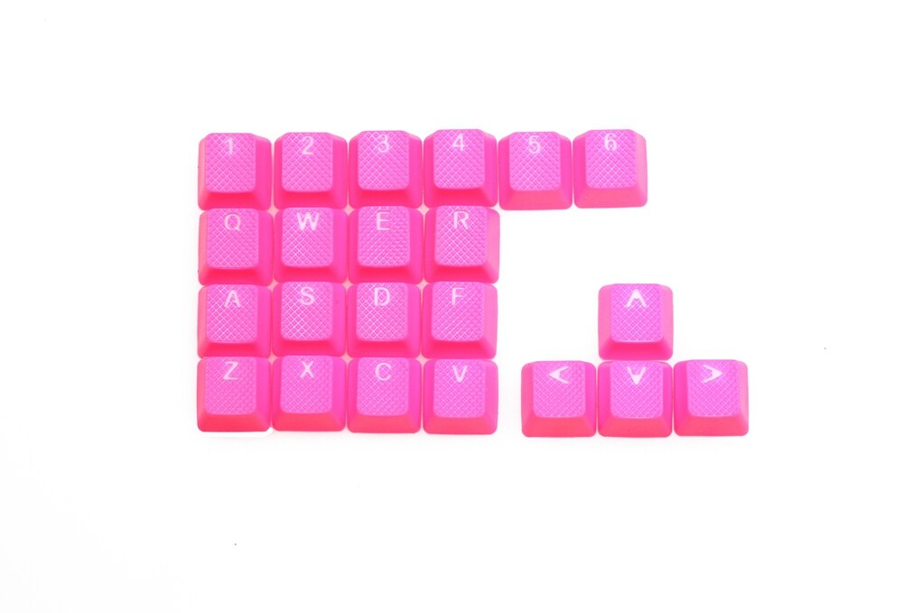 taihao Rubber Gaming Keycap Set Rubberized Doubleshot Keycaps Cherry MX OEM Profile shine-through of 4 or 18 magenta light blue: 22 key Magenta