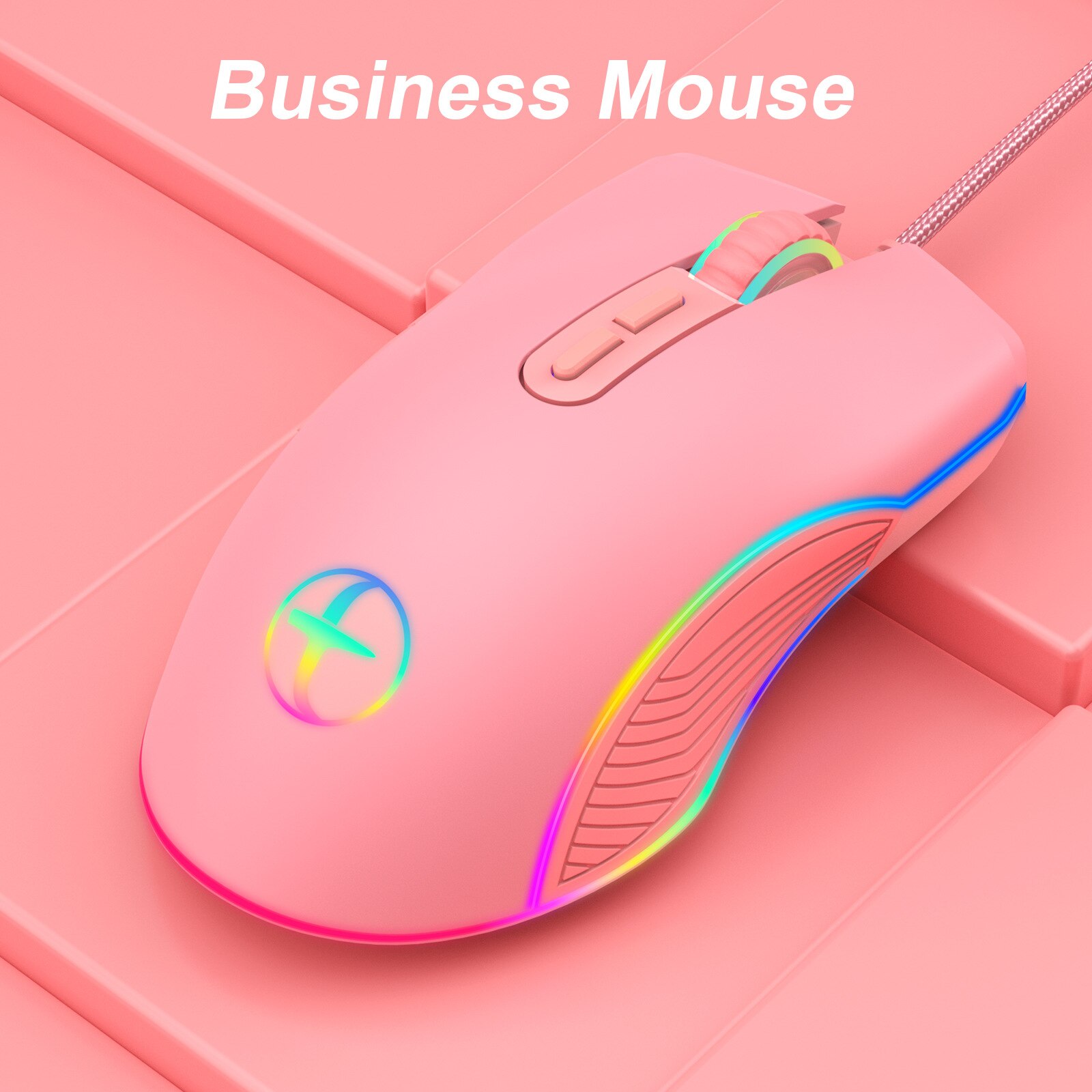 Pink Mouse Girl RGB Backlight Wired Mouse TYPE-C Gaming Mouse for PC Laptop Gaming