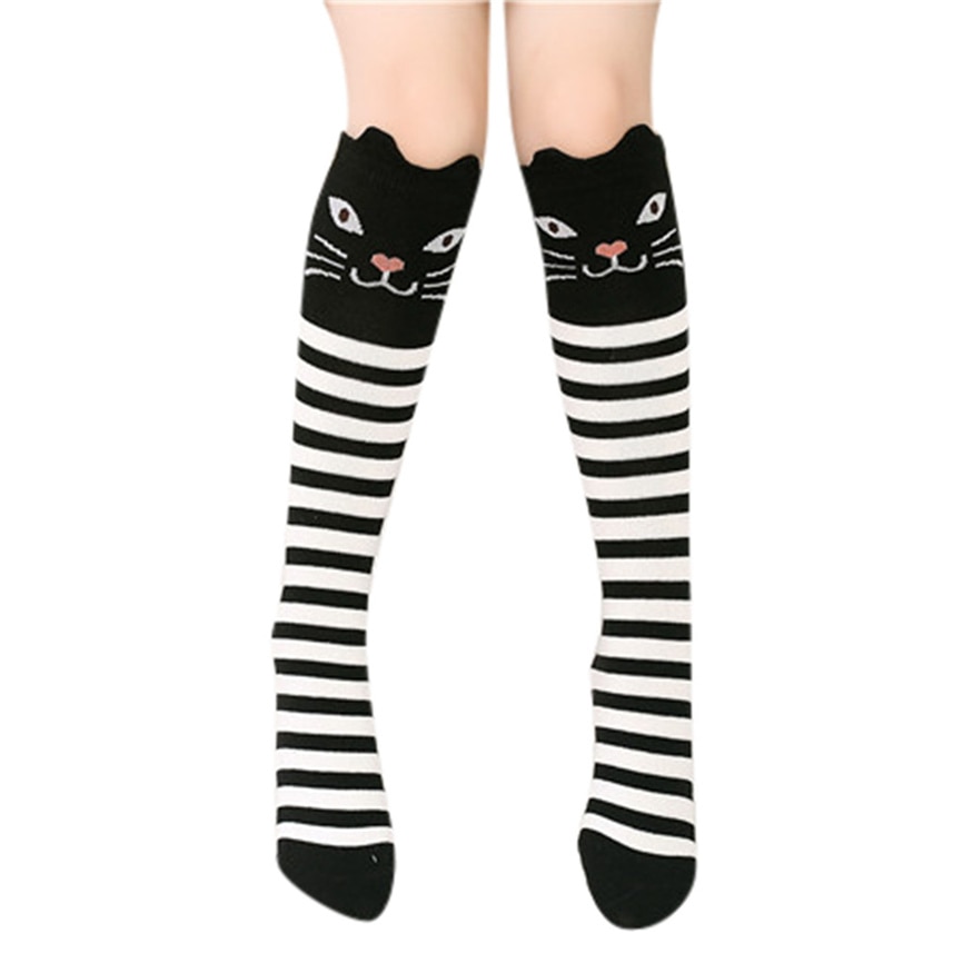 Cotton Cartoon Children's Baby Fox Socks With Bear Knee Highs Long Cute Infantil Kids For Girls Kniekousen 3-12 Years Old 1pcs
