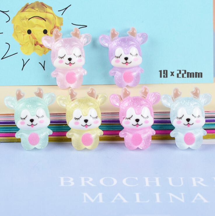 30pcs Mixed Colors Dear Flatback Resin Cabochons Embellishments Scrapbook Craft DIY Hair Accessories: mix colors