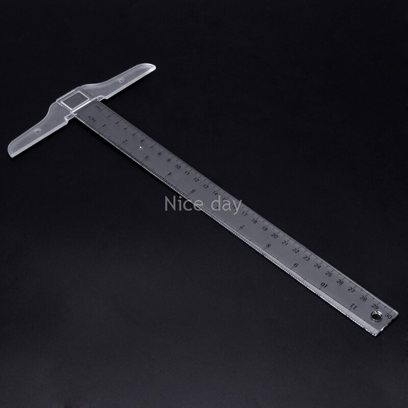 Regla métrica cuadrada en T de plástico de 30cm/12 pulgadas, herramienta de medición de escala de doble cara F14 20,