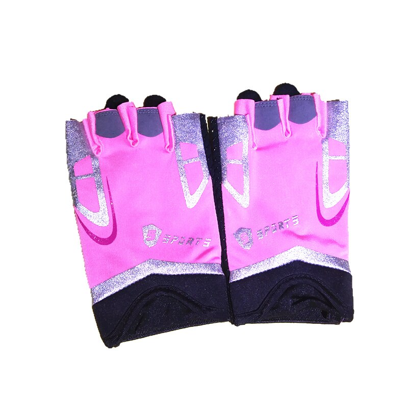 6-10T Halbe Finger Radfahren Handschuhe Mit Reflektierende Streifen Nacht Reiten Anti-Unterhose, strecken, freundlicher Handschuh Sport Für freundlicher: Rosa