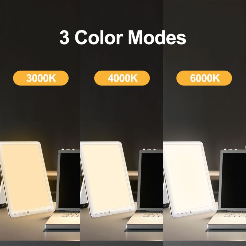 Ultra Thin Sad Light Therapy Lamp 3 Modes Seasonal Affective Disorder Phototherapy Sunlight for Home Office