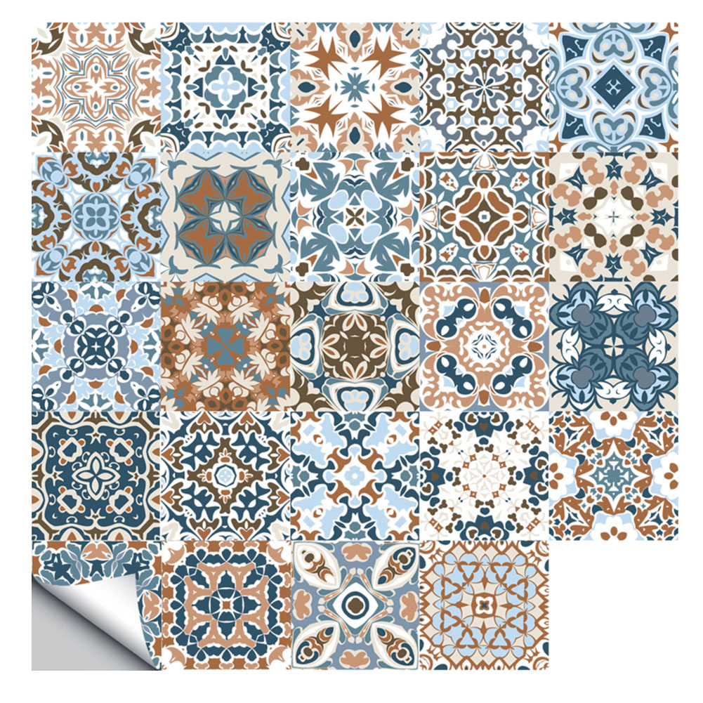 Funlife Decorative Moroccan Tiles PVC Tile Stickers,Retro Wall Art Decal,Adhesive Waterproof Kitchen Bathroom Furniture Decor: Q