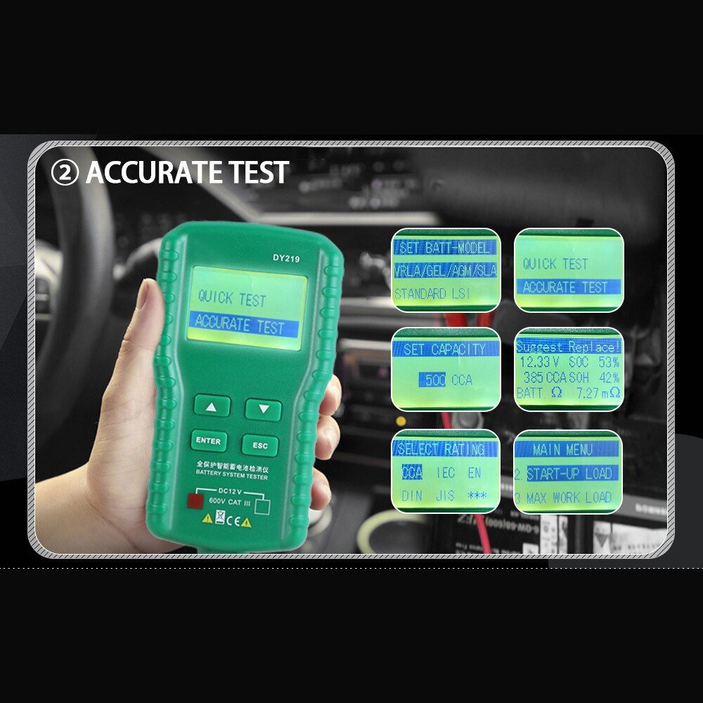 12V Car Battery Tester Digital Automotive AH CCA Voltage Battery Load Analyzer Multifunction Diagnostic Repair Tool