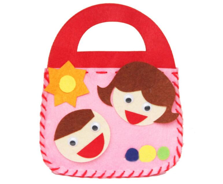 FAI DA TE Non Tessuto Borsa A Mano In Tessuto Fatti A Mano giocattolo Del Fumetto Stereo Pasta Arts & Crafts Giocattoli per la Scuola Materna Del Bambino Dei Bambini i principianti GYH: Pink people