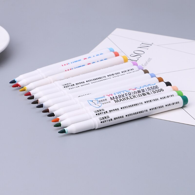12 Kleuren Uitwisbare Whiteboard Marker Pen Teken Fine Nib Set Levert