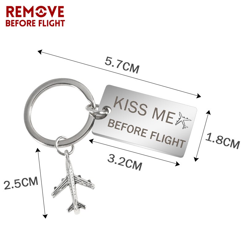 Car Key Chains Kiss Me Before Flight Car Keychains Mens Key Ring Chain for Aviation Airworthy Metal Key Holder
