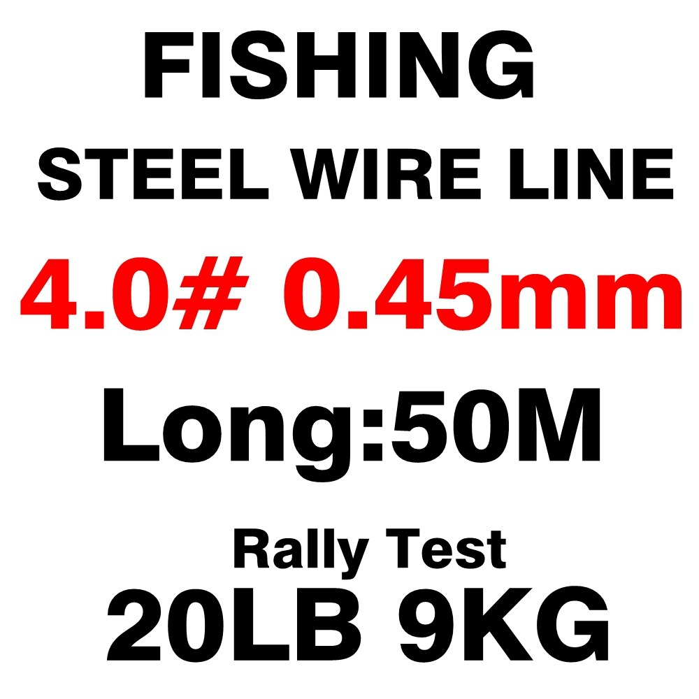 Fishing steel wire Fishing lines 50m-8m max power 7 strands super soft wire lines Cover with plastic Waterproof: Diameter 0.45mm