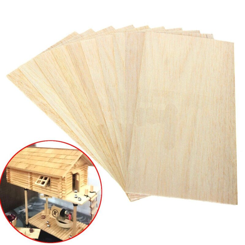 10 kpl puulevymalli balsa puu diy talo laiva lentokonevalo 100 x 100 x 1.5mm