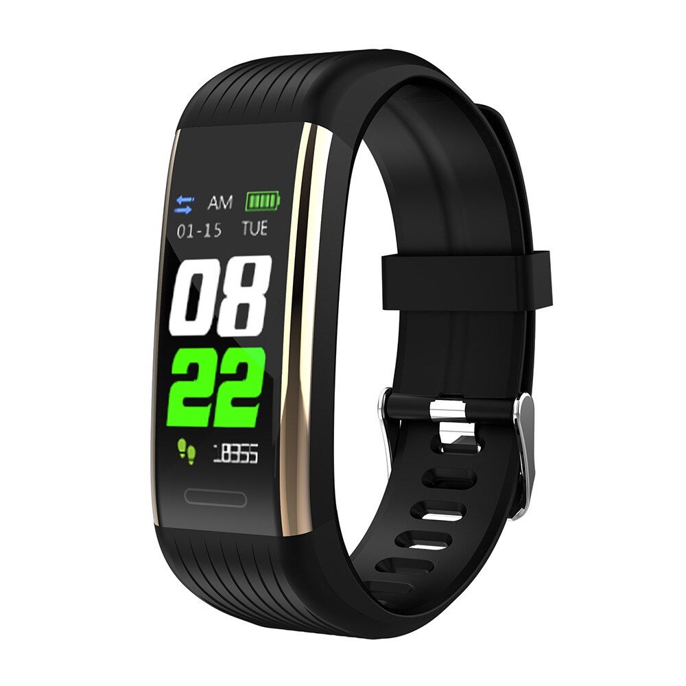 Smart Sport Bracelet Waterproof Fitness Watch Tracker Intelligent Exercise Machine Bracelet Color Screen Heart Rate: Gold