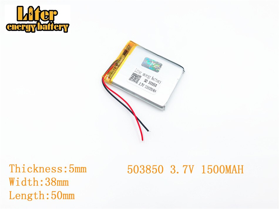Liter energie batterij 3.7 V 1500 mAh 503850 plug Lithium Polymer Oplaadbare Batterij Voor MP3 MP4 MP5 Lithium polymeer batterij