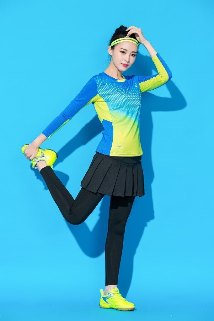 Traje de bádminton para mujer Culottes ropa de secado rápido traje deportivo de manga larga