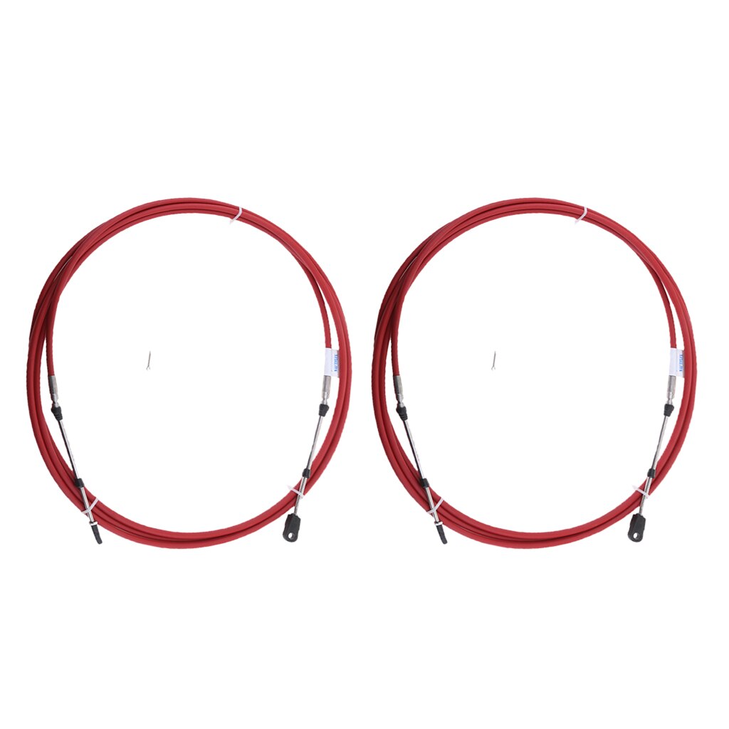 2x Red Throttle Shift Cable, Remote Control 8 Ft/2.4 Meter Replacement for Yamaha Outboards Marine Boat Engine Control Lever