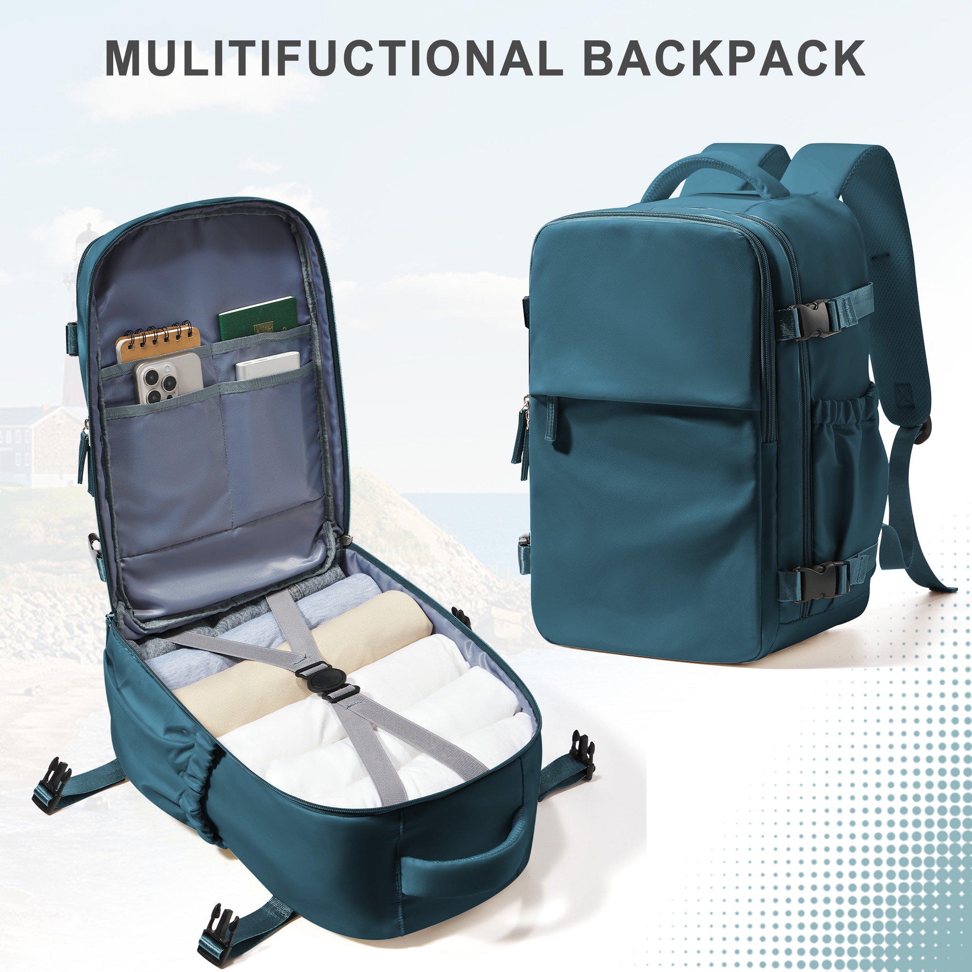 Cabin Airplane Travel Backpack 40x30x20, Hand Luggage Cabin Backpack Wizzair 40x30x20 Carry-Ons Men Women 15.6 inch Laptop Bags: Blue