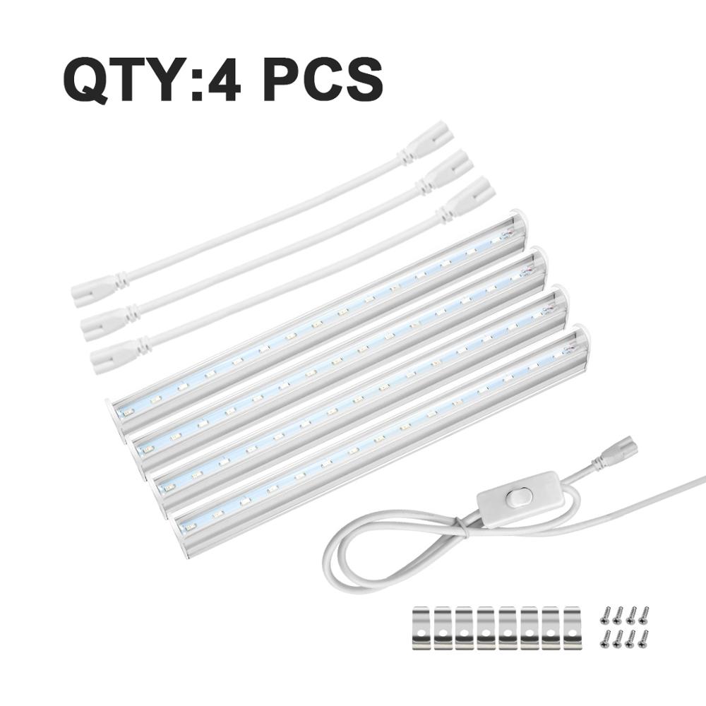 Eu us plug  t5 fyto lamppua kasvit kasvavat valonauha hydroponiikka led lamppupalkki valo vihannesten kukkien siemeniä täysi spektri: 4 kpl putkea / 57cm / 220v
