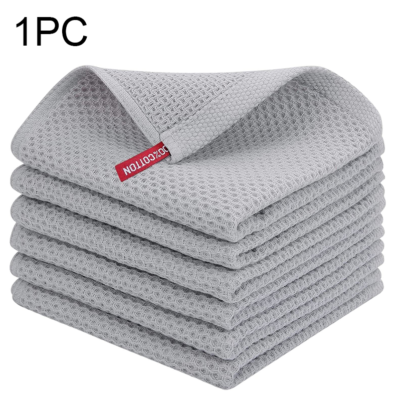 Toalha de algodão macia absorvente pano de prato cozinha favo de mel toalha de lavagem de rosto respirável pano de limpeza doméstica pano de lavagem: Verde / 1