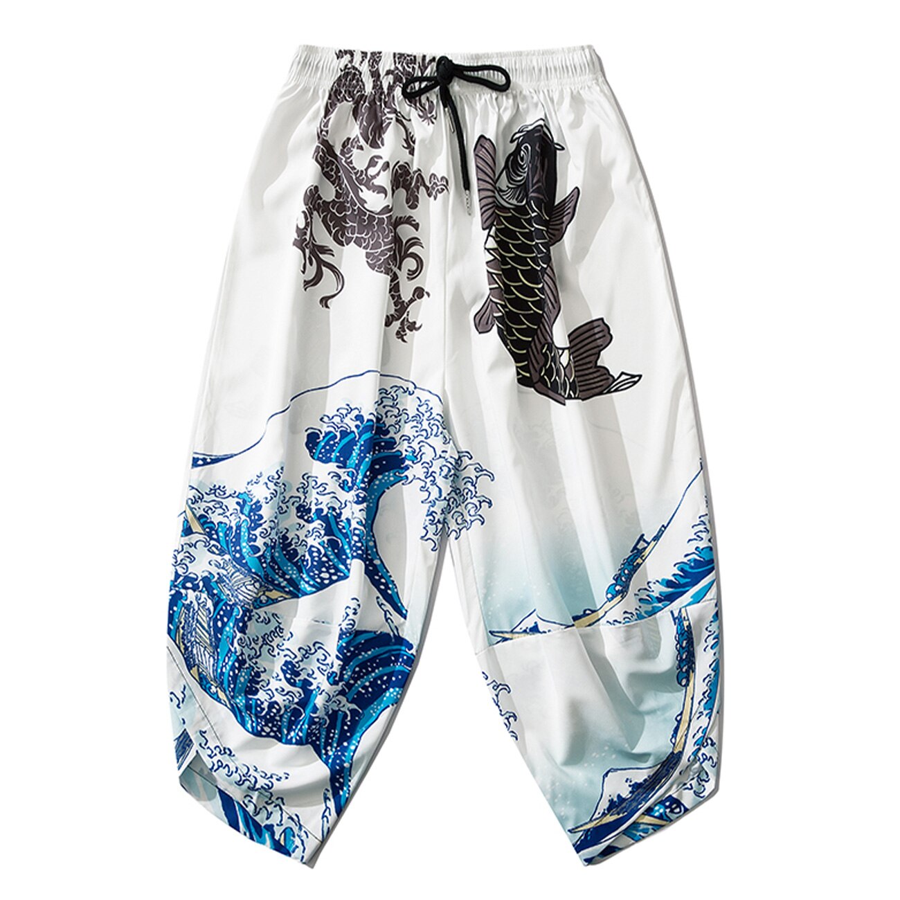 Hüfte hüpfen Japanischen Dünne Japan Stil Schlauch Drachen Fisch Gedruckt ausgebeult Kalb-länge Hosen Harajuku Jogger Männer Hosen Streetwear