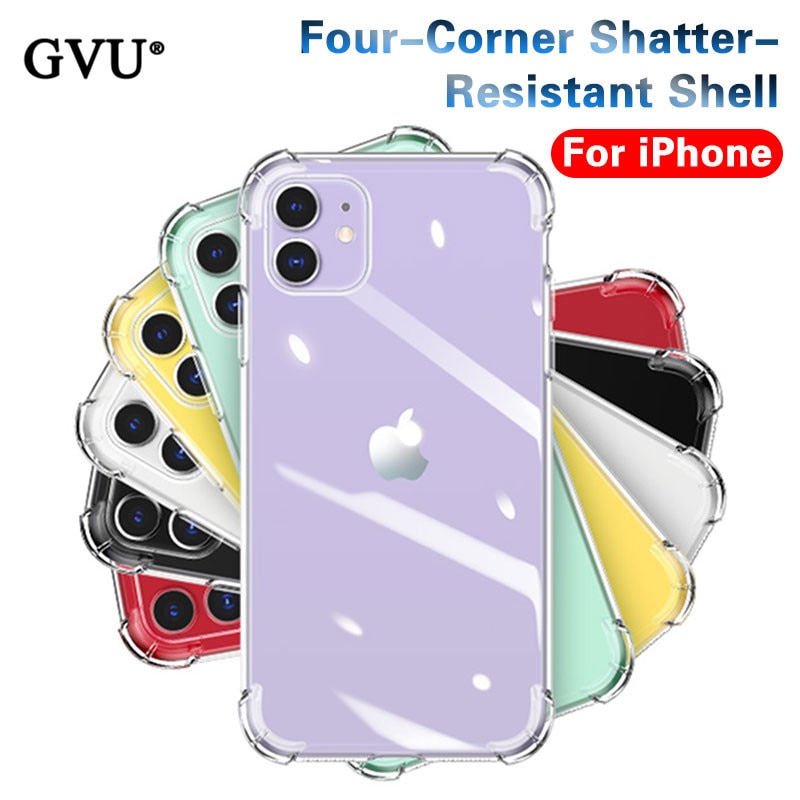 Fundas de teléfono de silicona de lujo a prueba de golpes para iPhone 11 Pro X XR XS MAX 6 7 8 Plus 11 funda transparente protección trasera