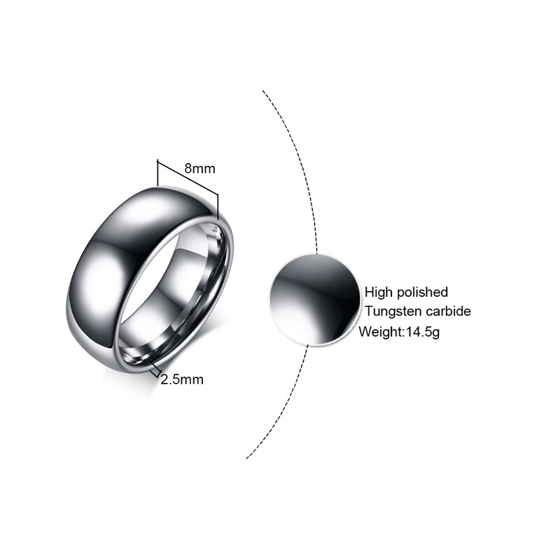 Silber Farbe Wolfram Hartmetall Für Männer Frauen Engagement Ring Hochzeit Band Allianz Paar Schmuck USA Größe 8mm 6mm: 5 / Schwarz