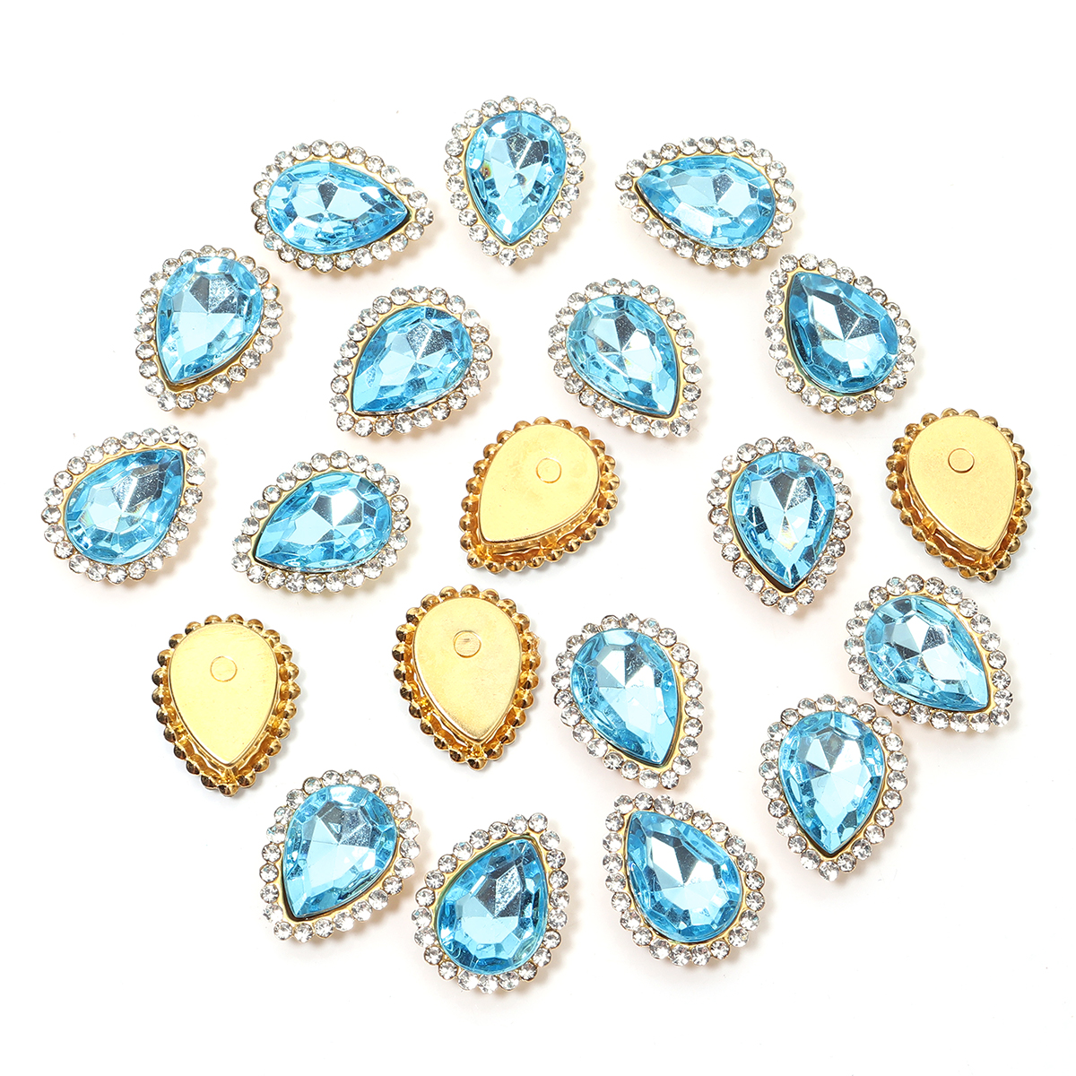 20 piezas forma de gota de agua de girasol, garra de costura, diamantes de imitación, cristales, cuentas de vidrio, botones, piedras para coser, diamantes de imitación para coser ropa: Negro