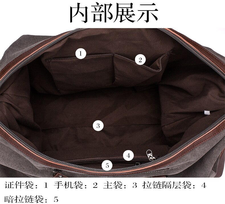 Mannen Casual Draagbare Grote Capaciteit Korte-Afstand Reistas Sporttas Canvas Tas Schouder Messenger tas