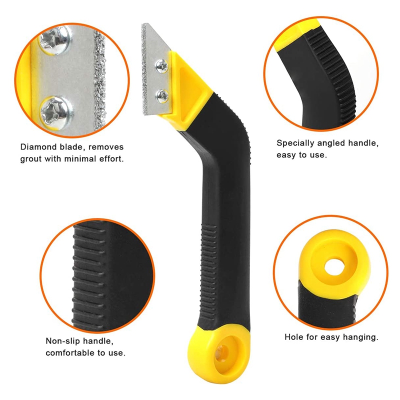 2 Pcs 8-Inch Angled Grout Hand Saw Tile Grout Saw Grout Removal Tool Diamond Surface Blades for Tile Grout Cleaning