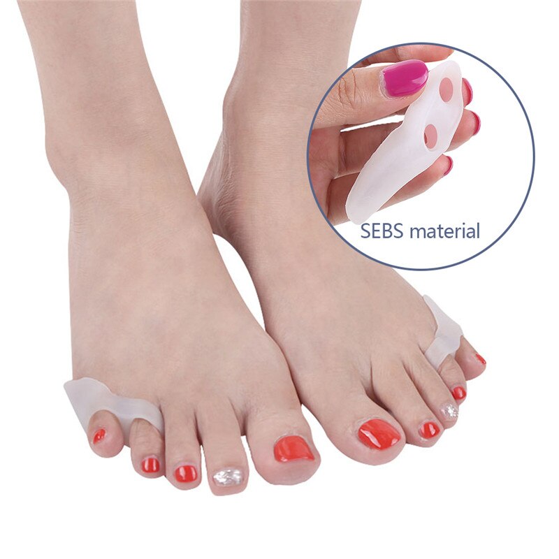 2pcs/pair Double-hole Little Toe Separator Transparent Bunion Pain Relief Toe Straightener Protector Foot Care Tool