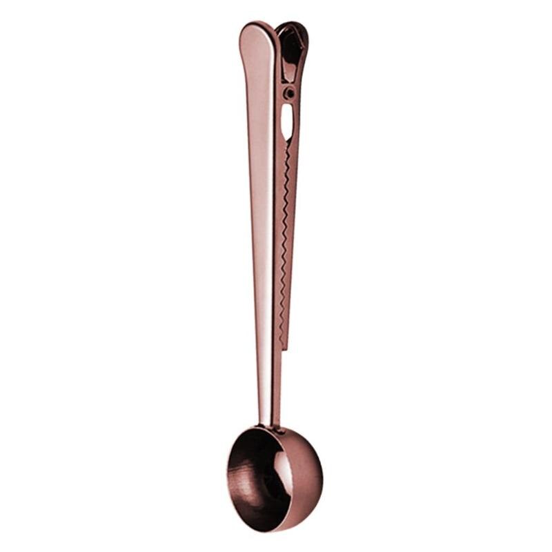Cuchara de cocina o cafetería con Clip, cuchara medidora de té y café de acero inoxidable: D