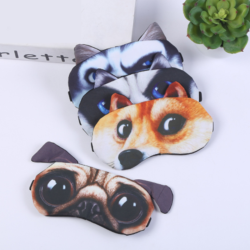 Eye Mask Eyeshade Cover Shade Natural Sleeping Eye Patch Cute Cat Dog Sleep Mask Women Men Soft Blindfold Travel Eyepatch
