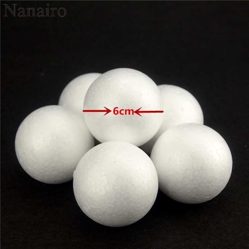 20PCS/Lot 60MM Modelling Polystyrene Styrofoam Foam Ball White Craft Balls For DIY Christmas Party Decoration Supplies