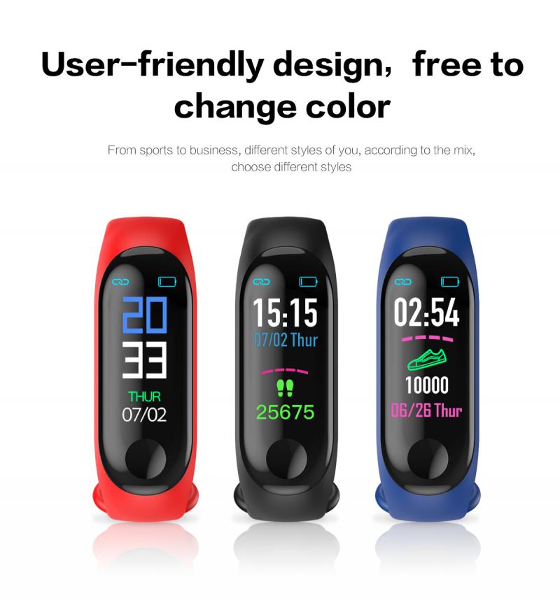 M3 plus smart stegräknare band blodtrycksmätare puls fitness tracker armband stegräknare vattentäta stegräknare