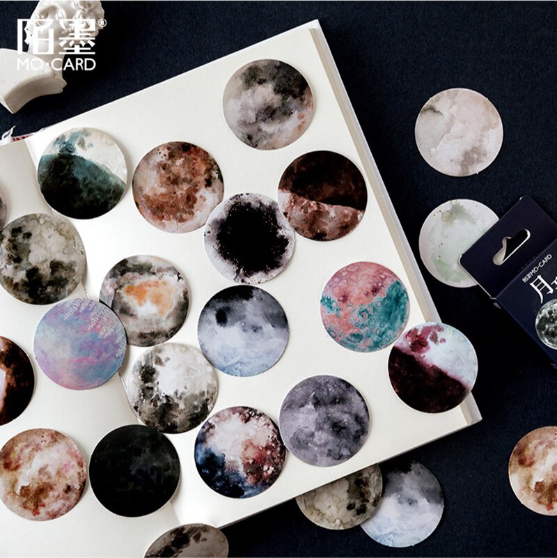4.4cm Mini Moon Phase Stickers Adhesive Scrapbooks Decals DIY Decoration for Laptop Notebooks