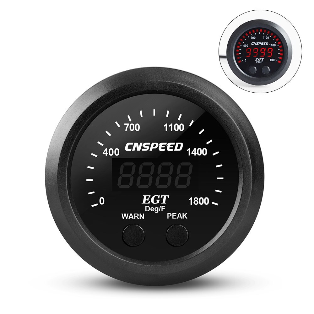 52mm/2 zoll 0-1800F Digitale Abgas Temperatur Egt Gauge Mit Sensor Elektronische Abgas Temp Meter Ultra-Dünne Runde