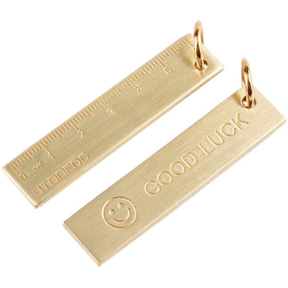 Regla de cobre pequeño de 6cm, regla de Metal de latón grueso de 3mm, colgante de Llave de cobre, número de placa, suministros de dibujo, Mini reglas, 1 Uds.