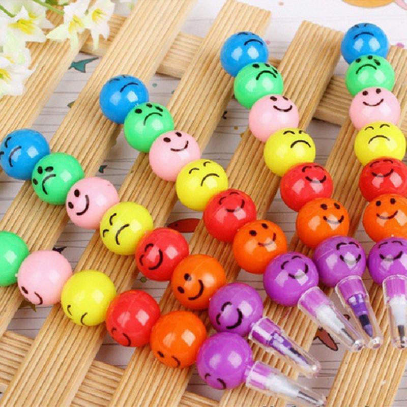 7 kleuren snoep haws kleurpotloden smiley gezicht tekenen kinderen student kunstbenodigdheden kawaii school schilderen speelgoed baby onderwijspen