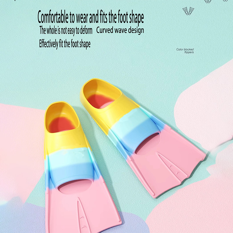 Swim Training Fins Silicone Scuba Diving Fins Short Men Women Snorkel Swimming Fins Kids Flippers Equipment Set