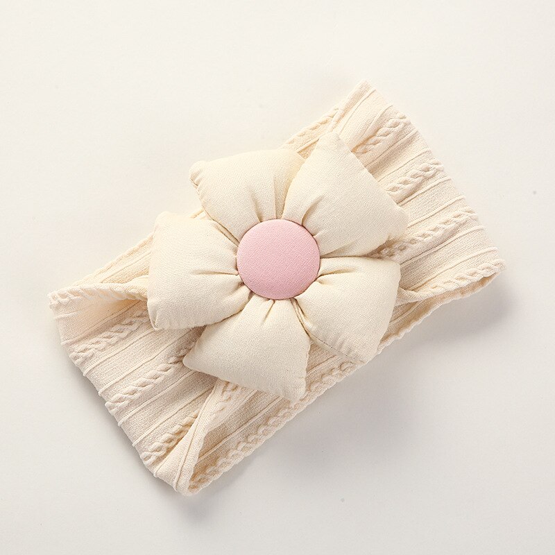Floral Baby Girl Headbands Baby Hair Accessories Toddler Girls Bows Baby Girl Items: Beige