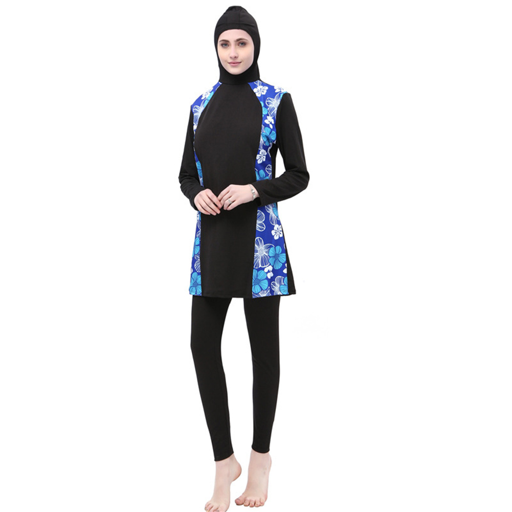 Moslim Badpak Plus Size Islamitische Badmode Vrouwen Full Face Hijab Badmode Brandende Islam Badpak Met Bloemen Kleding Burkinis